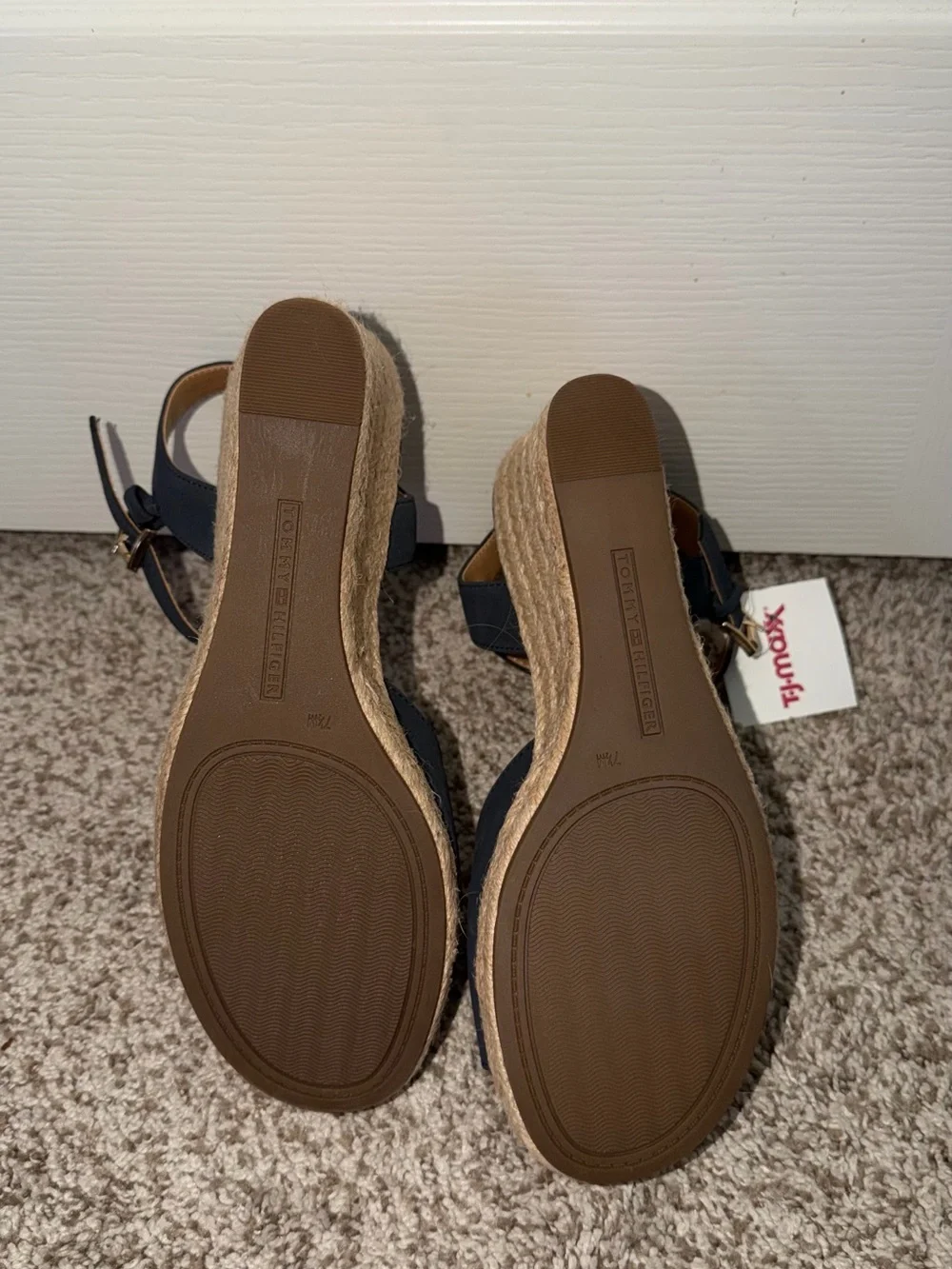 Tommy Hilfiger Navy Open-Toe Espadrille Wedge Sandals